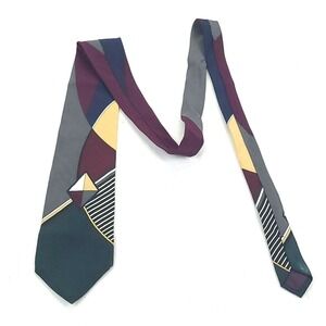 Brandini Le Collezioni Mens Tie 100% Silk Made in USA Vintage Wide Abstract New